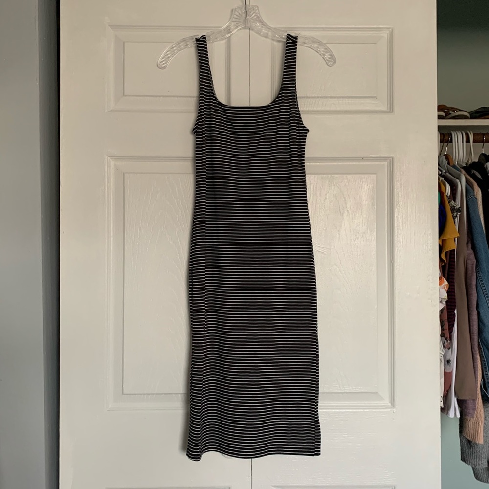 Black and white body on midi dress